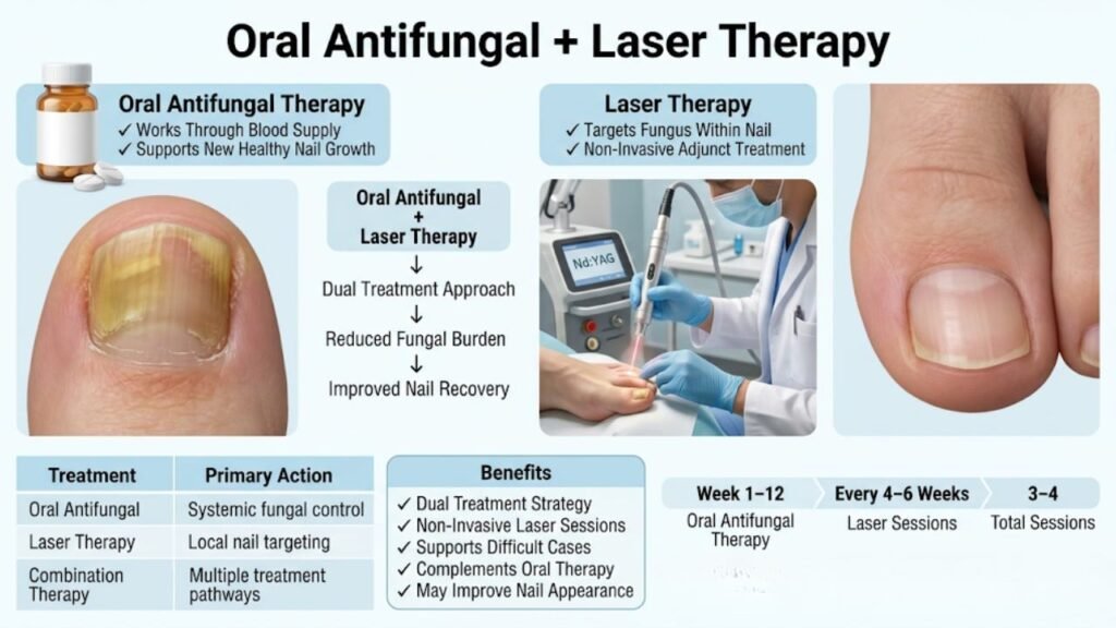Combination Therapy for Severe Onychomycosis 5 Combination 4: Oral Antifungal + Laser Therapy