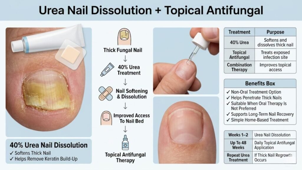Combination Therapy for Severe Onychomycosis 6 Combination 5: Urea Nail Dissolution + Topical Antifungal
