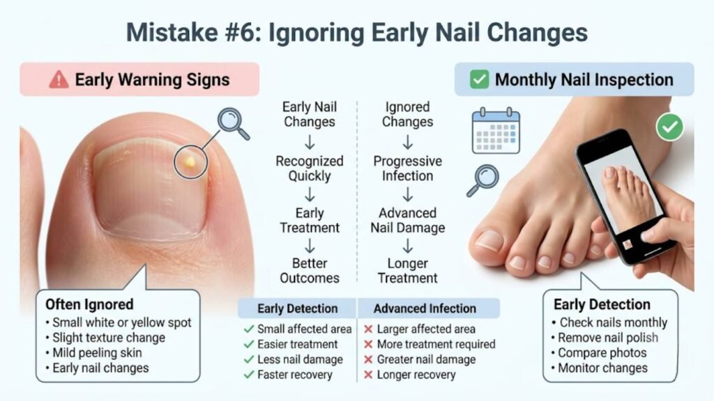 Toenail Care Mistakes That Lead to Infection 7 Mistake 6: Ignoring Early Nail Changes