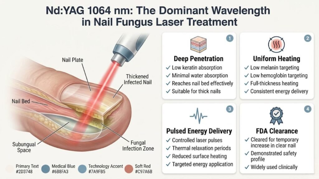 Laser Wavelengths Used for Nail Fungus 2 Nd:YAG 1064 nm — The Dominant Wavelength in Clinical Practice