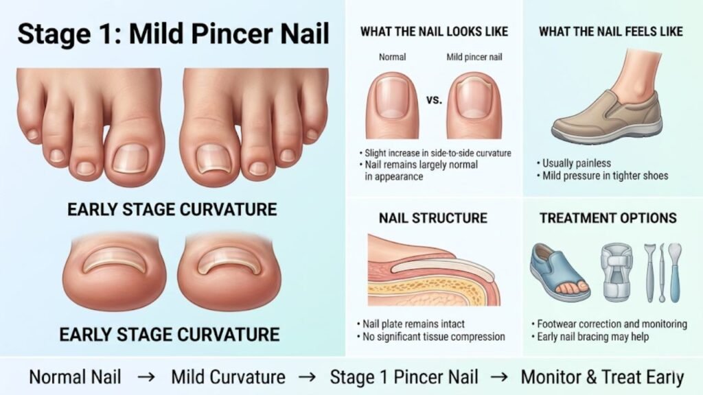 Pincer Nail Stages Explained 2 Stage 1: Mild Pincer Nail