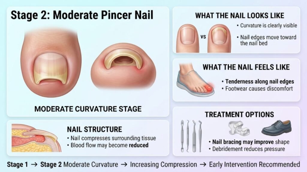 Pincer Nail Stages Explained 3 Stage 2: Moderate Pincer Nail