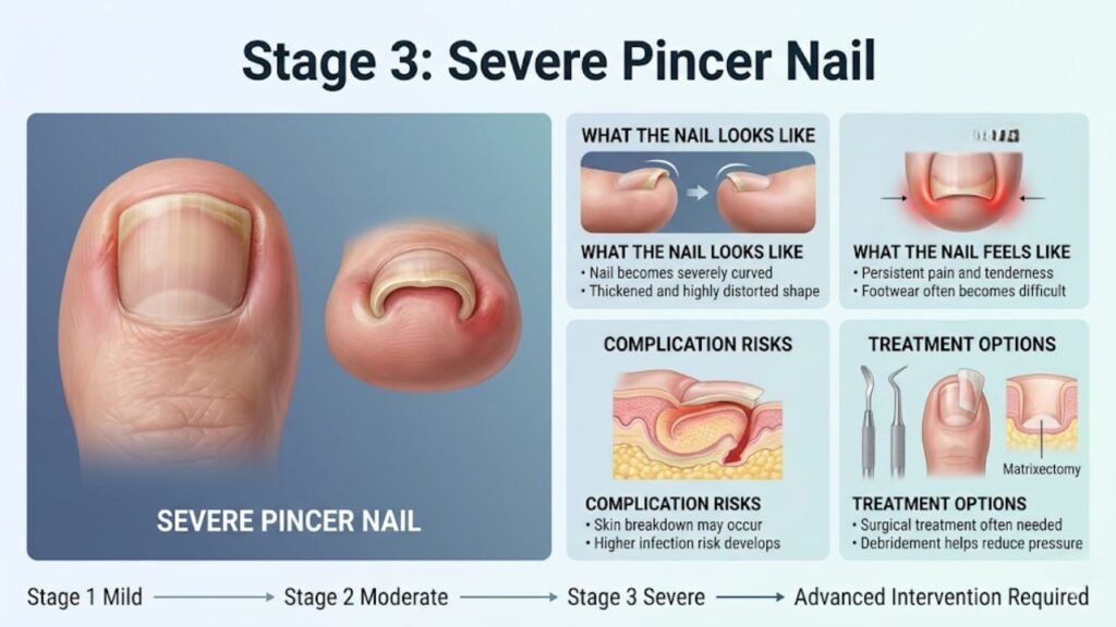 Pincer Nail Stages Explained 4 Stage 3: Severe Pincer Nail