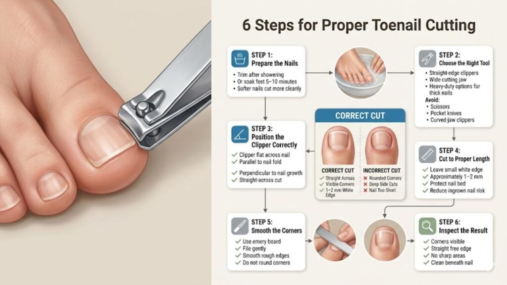 Proper Toenail Cutting Angle to Prevent Problems 3 Step-by-Step: How to Cut Toenails Using the Proper Angle