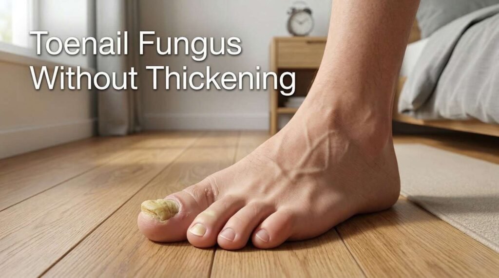 Toenail Fungus Without Thickening — Is It Possible? 1 Current image: Toenail Fungus Without Thickening