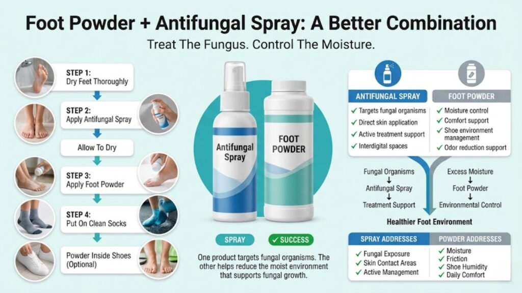 Foot Powder vs Antifungal Spray Differences 2 Using Foot Powder vs Antifungal Spray Together