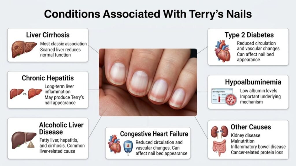 Milky White Toenails and Liver Disease 2 What Conditions Are Associated With Terry's Nails?