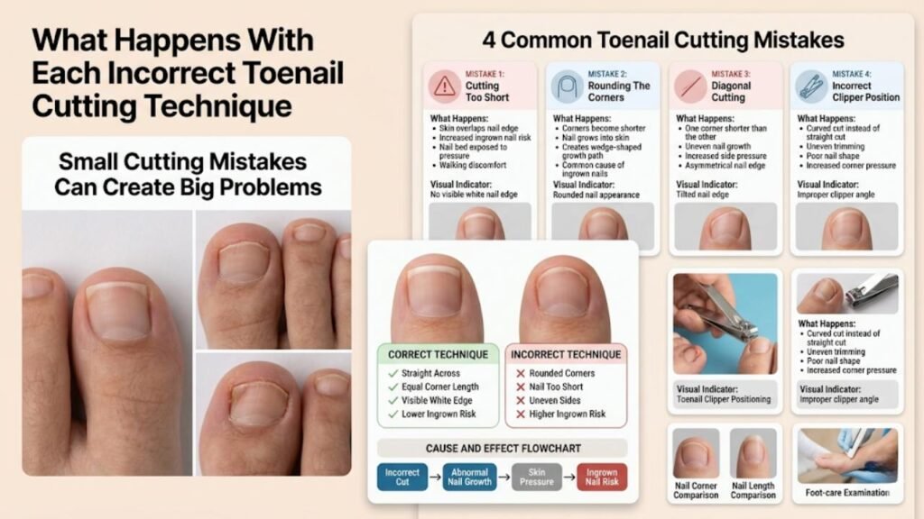 Proper Toenail Cutting Angle to Prevent Problems 2 What Happens With Each Incorrect Technique